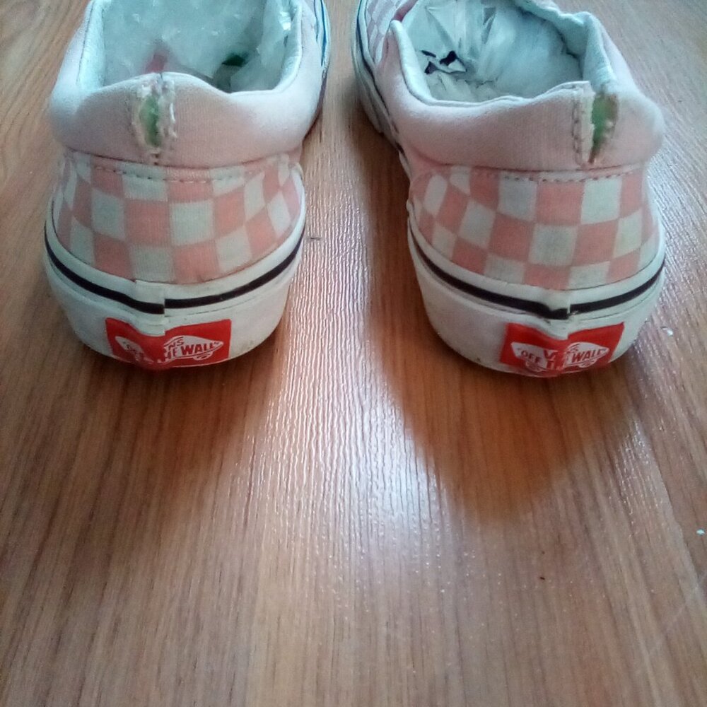 Pink checkered vans shoes kids size 3 - Picture 2 of 3